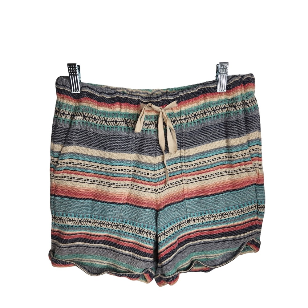 Sundance Shorts Women XS Multicolor Southwestern Stripe‎ Cotton Blend Drawstring